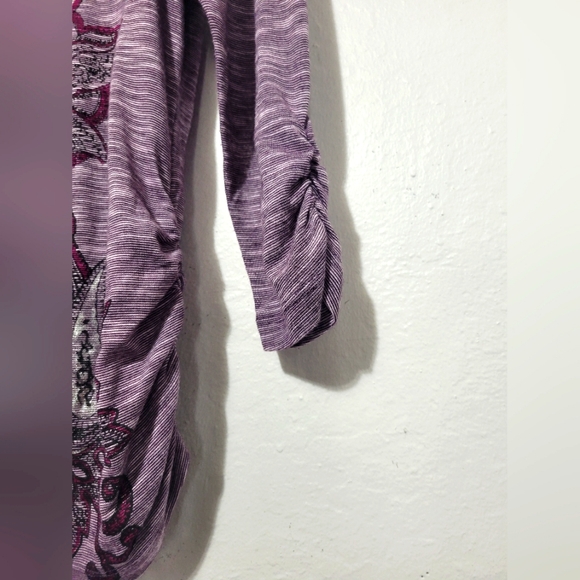 Style & Co Women's Purple Paisley Sequin Top Size Petite Medium - Picture 3 of 5